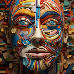 psychedelic, parallel world, abstract reality, parallel universe, psychedelic hallucination, colors,
a man's face, abstract shapes, Geometric shapes' own face, generative AI