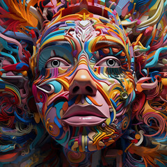 psychedelic, parallel world, abstract reality, parallel universe, psychedelic hallucination, colors,
a man's face, abstract shapes, Geometric shapes' own face, generative AI