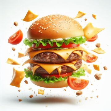 Photo Burger with flying elements