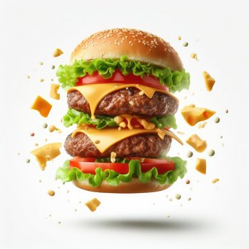 Photo Burger with flying elements