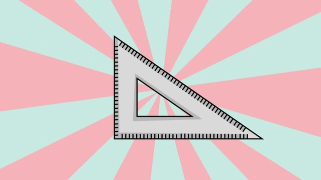 Animated video of an angled ruler icon with a rotating background