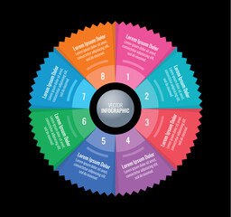 Obraz premium wheel information template. eight steps infographic template. business infographic template