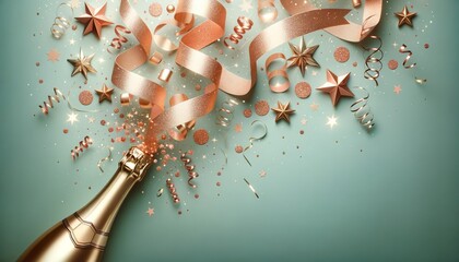 Shimmering Champagne Segment on Turquoise Canvas