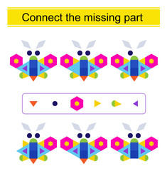 Task for the development of attention and logic. Cartoon butterfly.