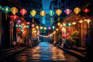 Tranquil Night in a Traditional Chinese Alley
