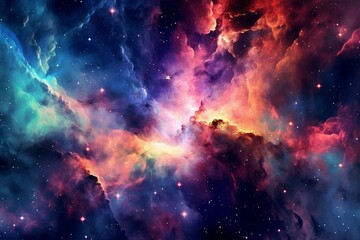 Vibrant galaxy nebula. Generative AI