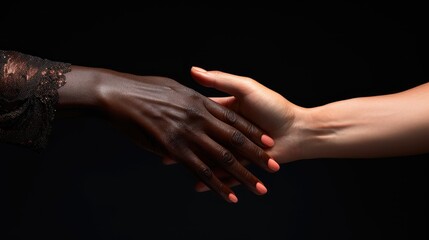 Unity in Diversity - Black Female Reaching Out a Helping Hand for Support and Care. Building a Strong and Compassionate Community Together.