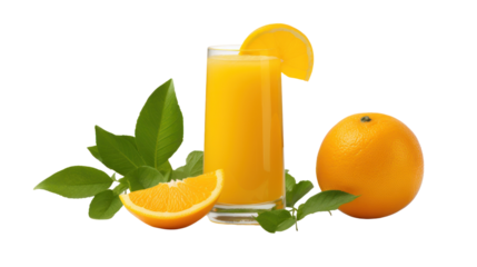 Orange juice on the transparent background