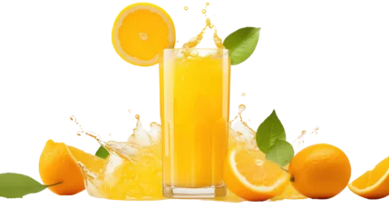 Fotobehang Orange juice on the transparent background © EmmaStock