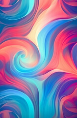 Futuristic abstract contemporary 3D background in orange, yellow, pink, purple and blue colors. AI generated
