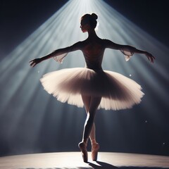 a woman that is standing in the middle of a stage, ballerina