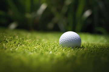 Obraz premium Golf Course Bliss: Close-Up Shot of the Ball on a Sunny Day