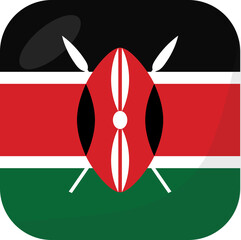 Kenya flag square 3D cartoon style.