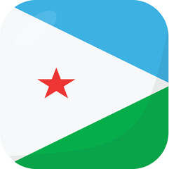 Djibouti flag square 3D cartoon style.