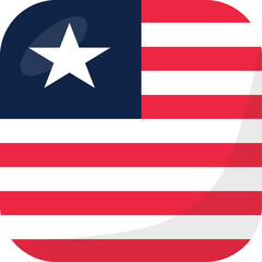 Liberia flag square 3D cartoon style.