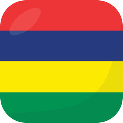 Mauritius flag square 3D cartoon style.