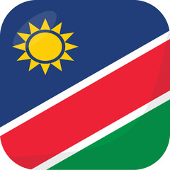 Namibia flag square 3D cartoon style.