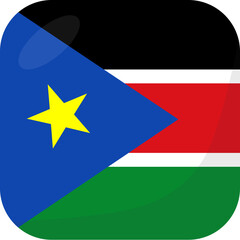 South Sudan flag square 3D cartoon style.