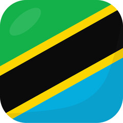 Tanzania flag square 3D cartoon style.