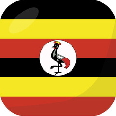 Uganda flag square 3D cartoon style.