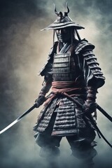 Ghost Samurai, samurai warrior bound by a ghostly curse, wearing shabby samurai armor