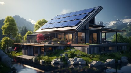 solar panels on the roof of house ai generated