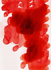 illustrazione di inchiostro rosso diffuso su una superficie di carta - obrazy, fototapety, plakaty