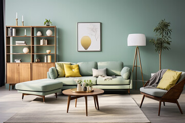 modern living room furniture in green color