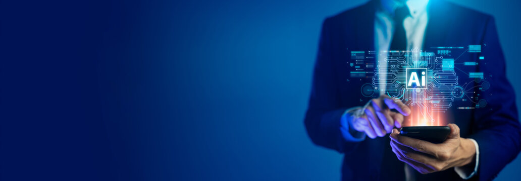 Chatbot Chat with AI,data analytics,Artificial Intelligence.man using technology robot AI,artificial intelligence by enter command prompt for generates something,Futuristic technology transformation.