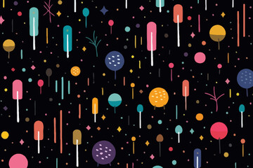 Meteor showers quirky doodle pattern, wallpaper, background, cartoon, vector, whimsical Illustration