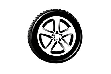Illustration of a car wheel isolated on transparent background, PNG. Concept of maintenance, road service and mechanic workshop.