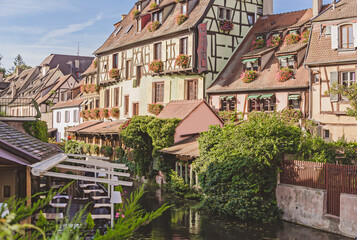 Fototapeta na wymiar Colmar town at France. Beautiful city view and details of travel