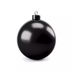 Black Christmas Ball Realistic 3D Style. Colorful clipart for holiday projects. Isolated on white background