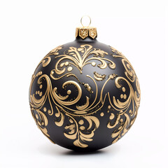 Black Christmas Ball Realistic 3D Style. Colorful clipart for holiday projects. Isolated on white background