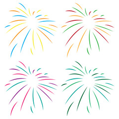 Free cute fireworks explosion vector cartoon set. fireworks mascot set