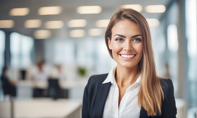 Fototapeta premium Smiling businesswoman in office