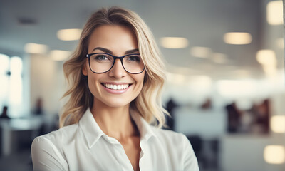 Fototapeta premium Smiling businesswoman in office