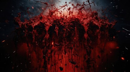 Gory Horror Scene - Blood Liquid Dripping as a Frightening Symbol of Violence and Terror - obrazy, fototapety, plakaty