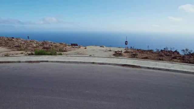 Aerial view of beautiful high cliffs along the coastline facing the Mediterranean Sea, Dingli, Malta.
