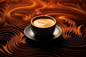 Close-up of the rippling surface of a hot cup of coffee