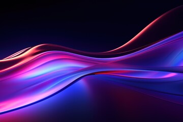 Obraz premium 3D rendering abstract shape glowing in ultraviolet spectrum with curvy neon lines on a colorful background. Futuristic energy concept. Perfect for use in advertising, marketing, and design.