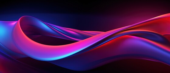 3D rendering abstract shape glowing in ultraviolet spectrum with curvy neon lines on a colorful background. Futuristic energy concept. Perfect for use in advertising, marketing, and design.