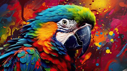  a colorful parrot with a large beak on a colorful background.  generative ai - obrazy, fototapety, plakaty