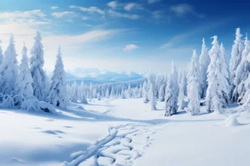 Schilderijen op glas winter landscape in the mountains © Nature creative