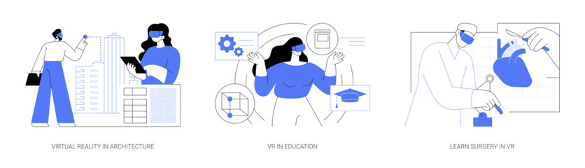 Full-immersive virtual reality isolated cartoon vector illustrations se