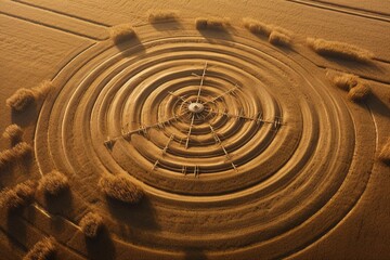 Fototapeta na wymiar Aerial view of crop circles in a wheat field