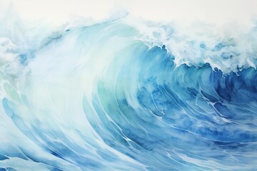 Abstract watercolor texture of ocean waves crashing at dawn