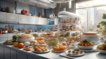  kitchen filled with lots of different types of food