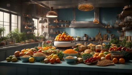  kitchen filled with lots of different types of food