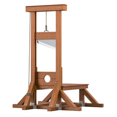 Guillotine, wooden guillotine. 3D rendering isolated on transparent background